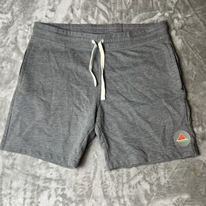 Eubi Mens Terry Shorts XL Gray Patch Logo Zipper Pockets Drawstring Athleisure